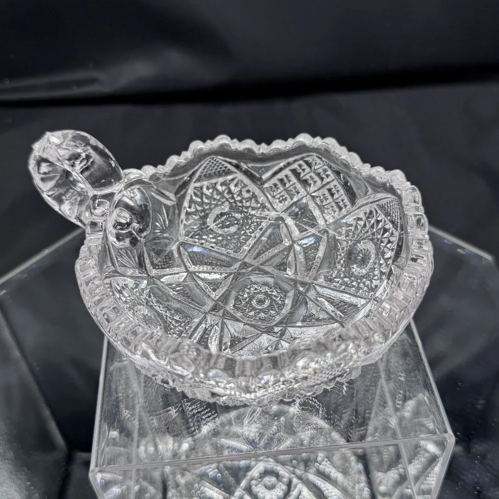 Imperial Glass Brilliant Cut Crystal Bowl With‎ Handle Nappy Bowl Vintage